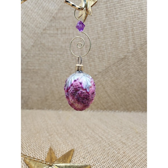 Vintage‎ Christopher Radko Pink Purple Berry Frosted Fruit Blown Glass Ornament - Picture 4 of 6